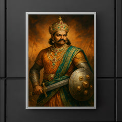 Krishnadevaraya in jeweled court and war steel poster 5
