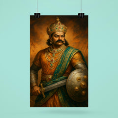 Krishnadevaraya in jeweled court and war steel poster 6