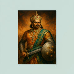 Krishnadevaraya in jeweled court and war steel poster 8