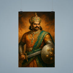 Krishnadevaraya in jeweled court and war steel poster 9