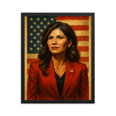 Kristi Noem framed print on a plain backdrop in size 16"x20".