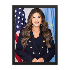 Kristi Noem framed print on a plain backdrop in size 18"x24".