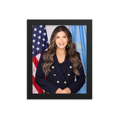 Kristi Noem framed print on a plain backdrop in size 8"x10".