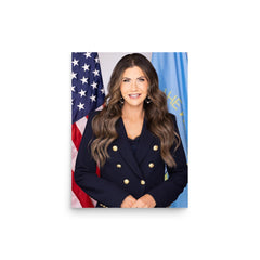 Kristi Noem poster on a plain backdrop in size 12"x16".