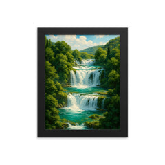 Krka Waterfalls Croatia framed print on a plain backdrop in size 8"x10".