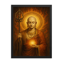 Ksitigarbha framed print on a plain backdrop in size 18"x24".