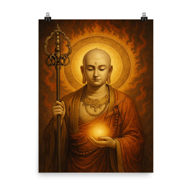 Ksitigarbha poster on a plain backdrop in size 8