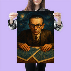 Kurt Gödel staring through star charts poster 3