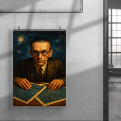 Kurt Gödel staring through star charts poster 4