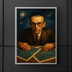 Kurt Gödel staring through star charts poster 5