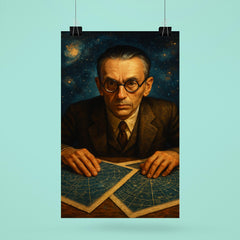 Kurt Gödel staring through star charts poster 6
