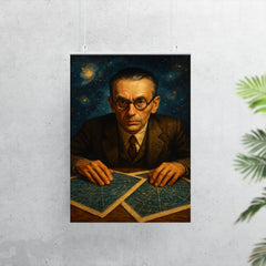 Kurt Gödel staring through star charts poster 7