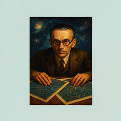 Kurt Gödel staring through star charts poster 8