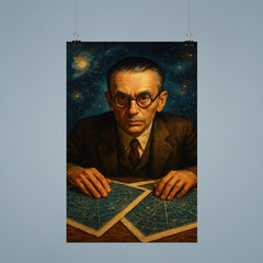 Kurt Gödel staring through star charts poster 9