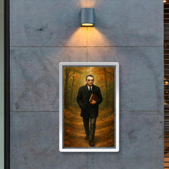 Kurt Gödel walking Princeton woods with notebook poster 2