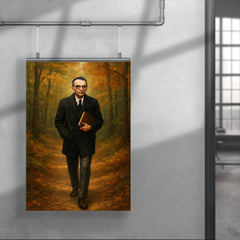 Kurt Gödel walking Princeton woods with notebook poster 4