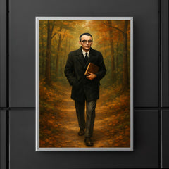 Kurt Gödel walking Princeton woods with notebook poster 5