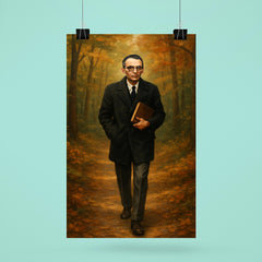 Kurt Gödel walking Princeton woods with notebook poster 6