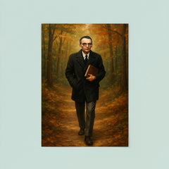 Kurt Gödel walking Princeton woods with notebook poster 8