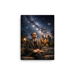 Kurt Godel under Princeton stars canvas print on a plain backdrop in size 12"x16".