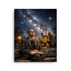 Kurt Godel under Princeton stars canvas print on a plain backdrop in size 16"x20".
