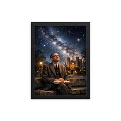 Kurt Godel under Princeton stars framed print on a plain backdrop in size 12"x16".