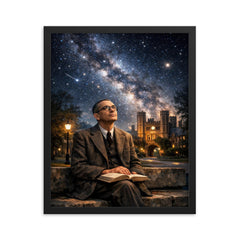 Kurt Godel under Princeton stars framed print on a plain backdrop in size 16"x20".