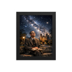 Kurt Godel under Princeton stars framed print on a plain backdrop in size 8"x10".