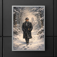 Kurt Godel walking Princeton woods under snowfall poster 5