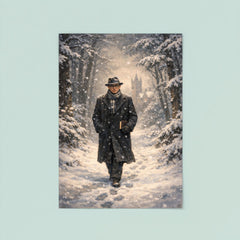 Kurt Godel walking Princeton woods under snowfall poster 8