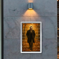 Kurt Godel walking Princeton woods with equations poster 2