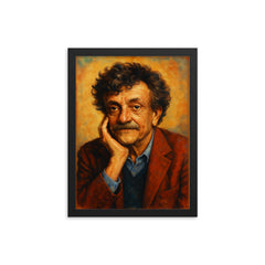 Kurt Vonnegut framed print on a plain backdrop in size 12"x16".