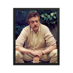 Kurt Vonnegut framed print on a plain backdrop in size 16"x20".
