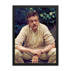 Kurt Vonnegut framed print on a plain backdrop in size 18"x24".