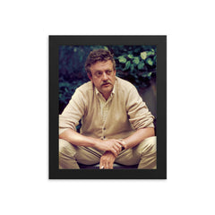 Kurt Vonnegut framed print on a plain backdrop in size 8"x10".