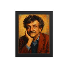 Kurt Vonnegut framed print on a plain backdrop in size 8"x10".
