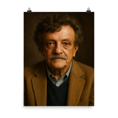 Kurt Vonnegut portrait poster on a plain backdrop in size 8"x10".