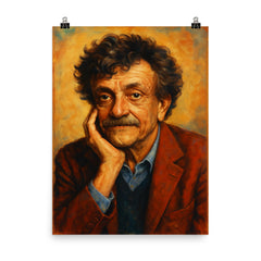 Kurt Vonnegut poster on a plain backdrop in size 8"x10".