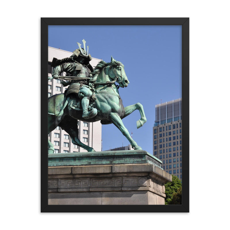 Kusunoki Masashige framed print on a plain backdrop in size 18