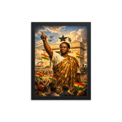 Kwame Nkrumah at Black Star Square framed print on a plain backdrop in size 12"x16".