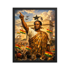 Kwame Nkrumah at Black Star Square framed print on a plain backdrop in size 16"x20".