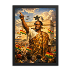 Kwame Nkrumah at Black Star Square framed print on a plain backdrop in size 18"x24".