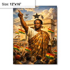 Kwame Nkrumah at Black Star Square metal print on a plain backdrop in size 12"x16".
