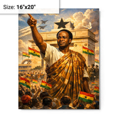 Kwame Nkrumah at Black Star Square metal print on a plain backdrop in size 16"x20".