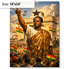 Kwame Nkrumah at Black Star Square metal print on a plain backdrop in size 18"x24".