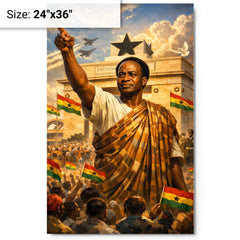 Kwame Nkrumah at Black Star Square metal print on a plain backdrop in size 24"x36".