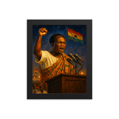 Kwame Nkrumah at midnight independence ceremony framed print on a plain backdrop in size 8"x10".