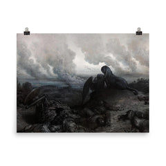 L' Enigme by Gustave Dore, 1871 poster on a plain backdrop in size 8"x10".