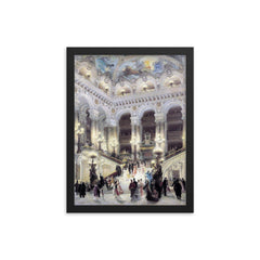 L'escalier de l'opéra Garnier by Louis Béroud, 1877 framed print on a plain backdrop in size 12"x16".