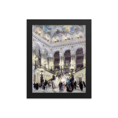 L'escalier de l'opéra Garnier by Louis Béroud, 1877 framed print on a plain backdrop in size 8"x10".